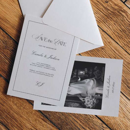 Classy Old Money Wedding Save the Date Photo Einladung