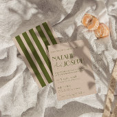 Classy Olive Green Brown Fancy Retro Wedding Einladung