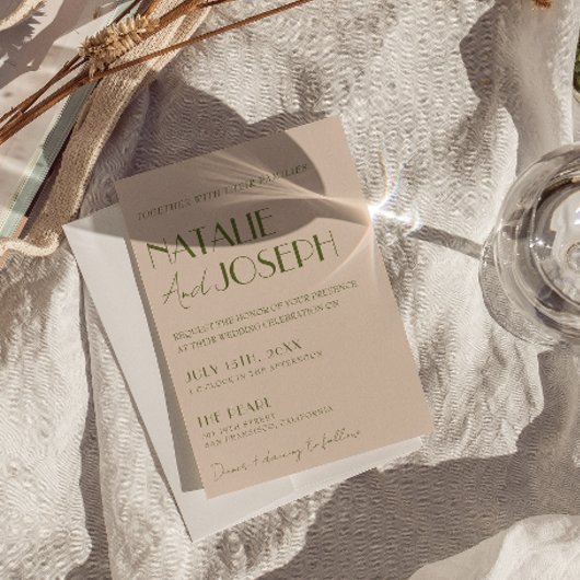 Classy Olive Green Brown Fancy Retro Wedding Einladung