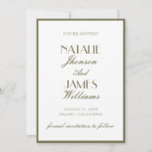 Classy Olive Green Old Money Classic Boho Wedding Save The Date (Rückseite)