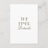 Classy Olive Green Old Money Fancy Wedding Details Begleitkarte (Rückseite)