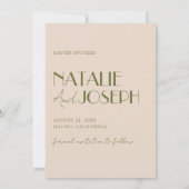 Classy Olive Green Old Money Retro Luxury Wedding Save The Date (Rückseite)