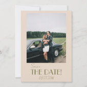 Classy Olive Green Old Money Retro Photo Wedding Save The Date (Vorderseite)