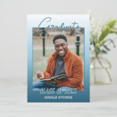 Classy Ombre Aquamarin Blue Green Abschluss Ankündigung (Stehend Vorderseite)