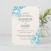 Classy Ombre Aquamarin Hochzeitseinladungen Einladung (Stehend Vorderseite)
