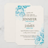 Classy Ombre Aquamarin Hochzeitseinladungen Einladung (Vorne/Hinten)