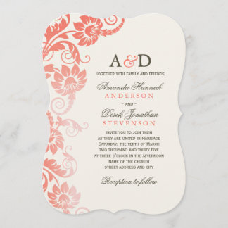 Classy Ombre Coral Blume Hochzeiten Einladungen