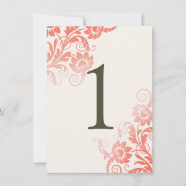 Classy Ombre Coral Tischnummer Card