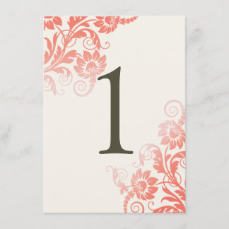 Classy Ombre Coral Tischnummer Card