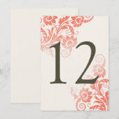 Classy Ombre Coral Tischnummer Card (Vorne/Hinten)