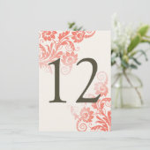 Classy Ombre Coral Tischnummer Card (Stehend Vorderseite)