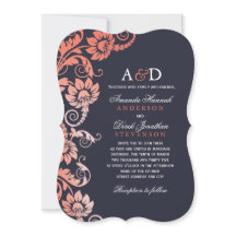 Classy Ombre Coral und Blue Wedding Einladungen