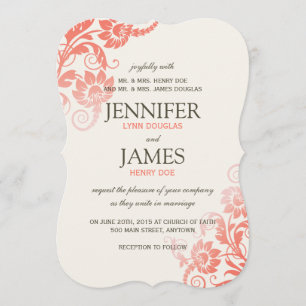 Classy Ombre Coral Wedding Einladungen