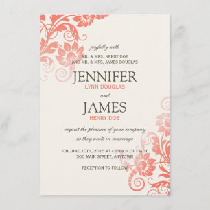 Classy Ombre Coral Wedding Einladungen