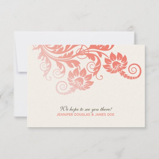 Classy Ombre Coral Wedding RSVP Karte (Rückseite)