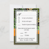 Classy Orange Junting Camouflage Wedding RSVP Card Karte (Rückseite)