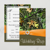 Classy Orange Junting Camouflage Wedding RSVP Card Karte (Vorne/Hinten)