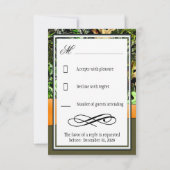 Classy Orange Junting Camouflage Wedding RSVP Card Karte (Rückseite)