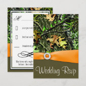 Classy Orange Junting Camouflage Wedding RSVP Card Karte (Vorne/Hinten)