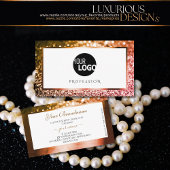 Classy Orange Pink Ombre Glitzer White Add Logo Visitenkarte