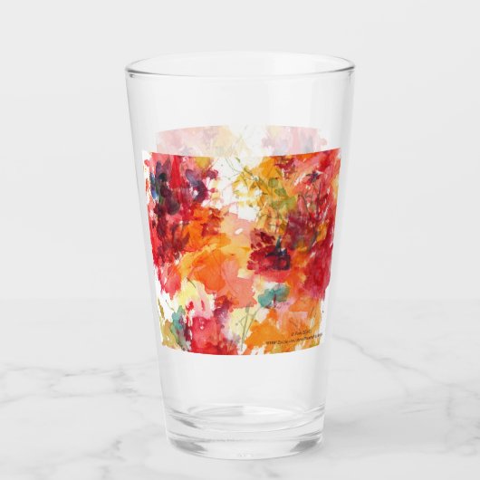 Classy Orange Red Floral Abstrakt Watercolor Glas (Vorderseite)