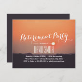 Classy Orange Sunset Skyline Retirement Party Einladung (Vorne/Hinten)