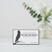 Classy Owl Wear Top Hat Logo Business Card Visitenkarte (Stehend Vorderseite)