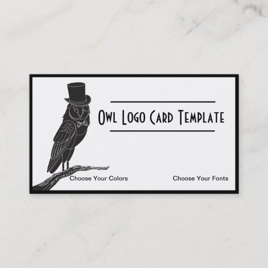 Classy Owl Wear Top Hat Logo Business Card Visitenkarte (Vorderseite)