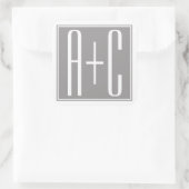 Classy Paares Initails| Weiß und Grau Quadratischer Aufkleber (Tasche)