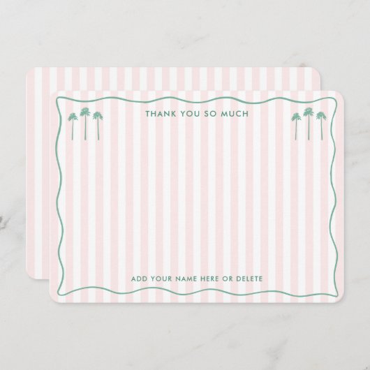 Classy Palm Springs Pink Green Bridal Shower Dankeskarte (Vorne/Hinten)