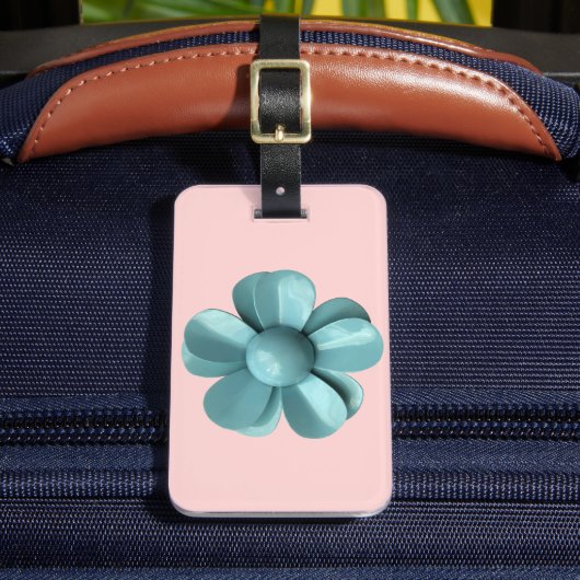 Classy Pastel Blue Daisy Blossom MOD Pink Blume Gepäckanhänger (Vorderseite Insitu 2)