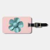 Classy Pastel Blue Daisy Blossom MOD Pink Blume Gepäckanhänger (Vorderseite horizontal)