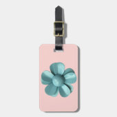 Classy Pastel Blue Daisy Blossom MOD Pink Blume Gepäckanhänger (Vorderseite vertikal)