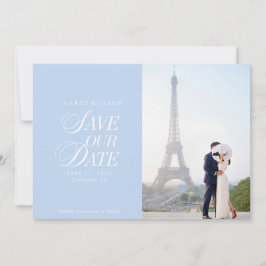 Classy Pastel Blue Elegant Save the Date Card