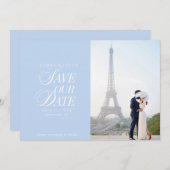 Classy Pastel Blue Elegant Save the Date Card (Vorne/Hinten)