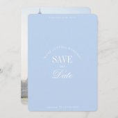Classy Pastel Blue Elegant Save the Date Card (Vorne/Hinten)