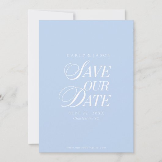 Classy Pastel Blue Elegant Save the Date Card (Vorderseite)