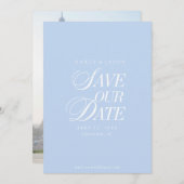 Classy Pastel Blue Elegant Save the Date Card (Vorne/Hinten)