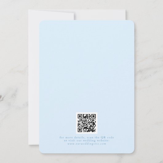 Classy Pastel Blue Elegantes Skript Save the Date (Rückseite)