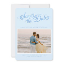 Classy Pastel Blue Elegantes Skript Save the Date