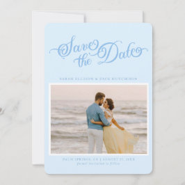 Classy Pastel Blue Elegantes Skript Save the Date
