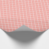 Classy Pastel Coral Orange White Karo Muster Geschenkpapier (Ecke)