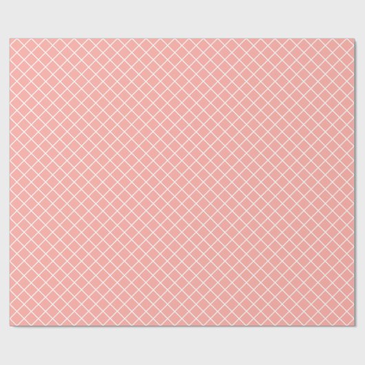 Classy Pastel Coral Orange White Karo Muster Geschenkpapier (Flach)