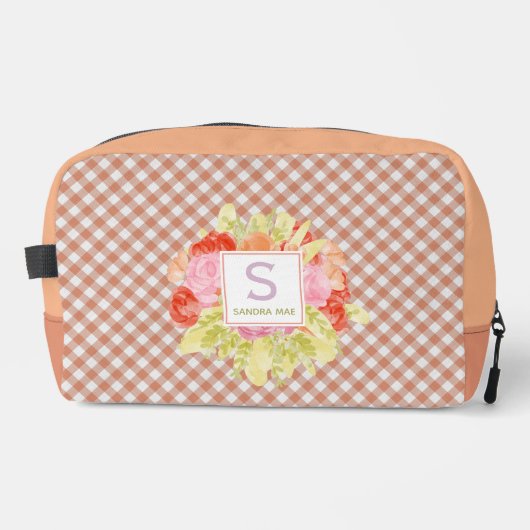 Classy Pastel Peach Orange Gingham Karo Pattern Waschbeutel (Vorderseite)