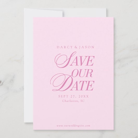 Classy Pastel Pink Elegant Save the Date Card (Vorderseite)
