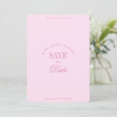 Classy Pastel Pink Elegant Save the Date Card (Stehend Vorderseite)