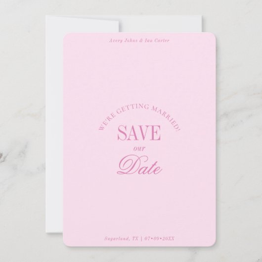 Classy Pastel Pink Elegant Save the Date Card (Vorderseite)