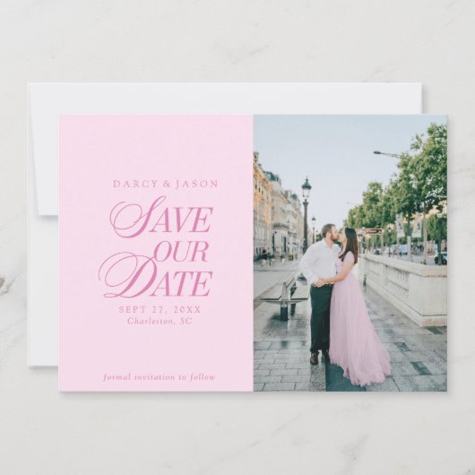 Classy Pastel Pink Elegant Save the Date Card (Vorderseite)