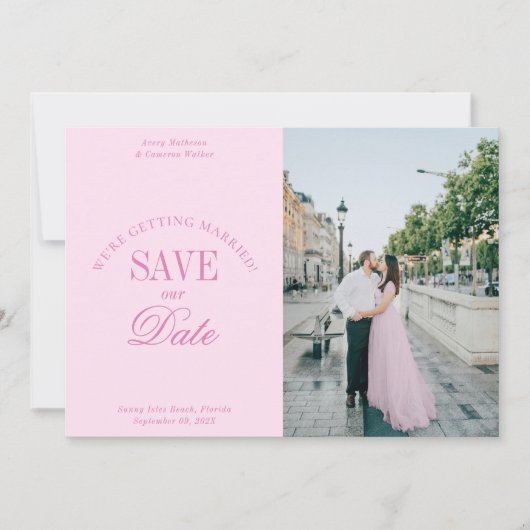 Classy Pastel Pink Elegant Save the Date Card (Vorderseite)