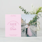 Classy Pastel Pink Elegant Save the Date Card (Stehend Vorderseite)